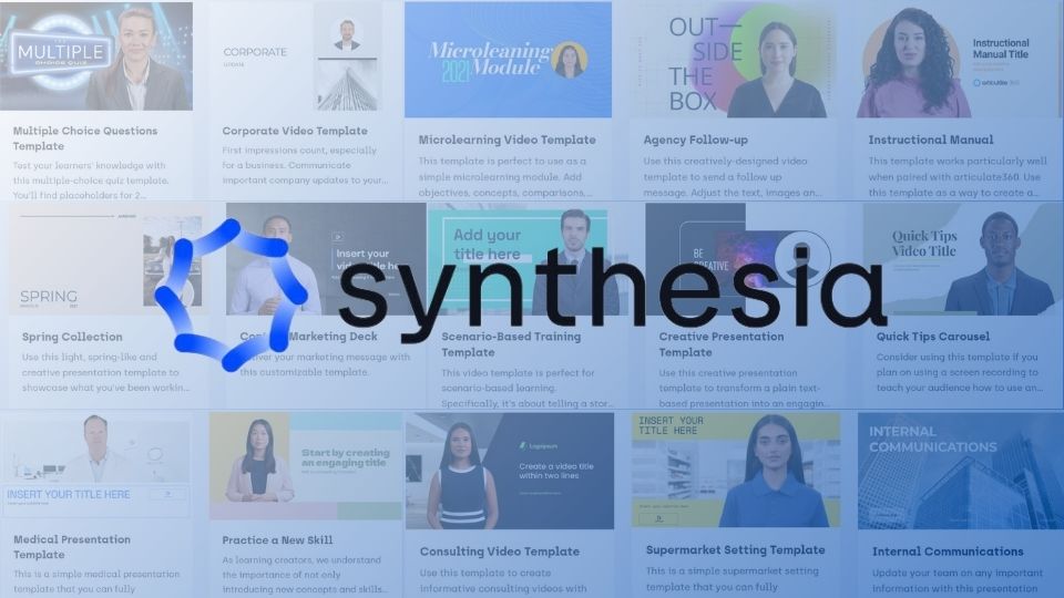 Synthesia's video templates with a Synthesia logo in the middle..