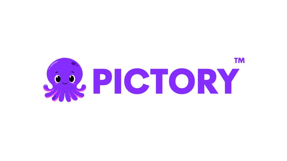 Pictory's purple logo with a cute purple octopus.