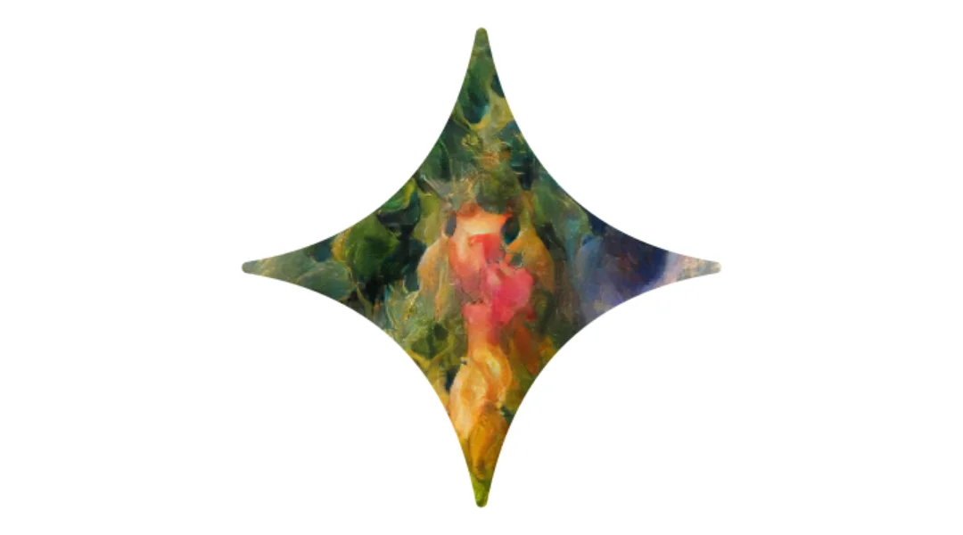 Starry AI's logo which is a star like diamond filled in with paint brush strokes