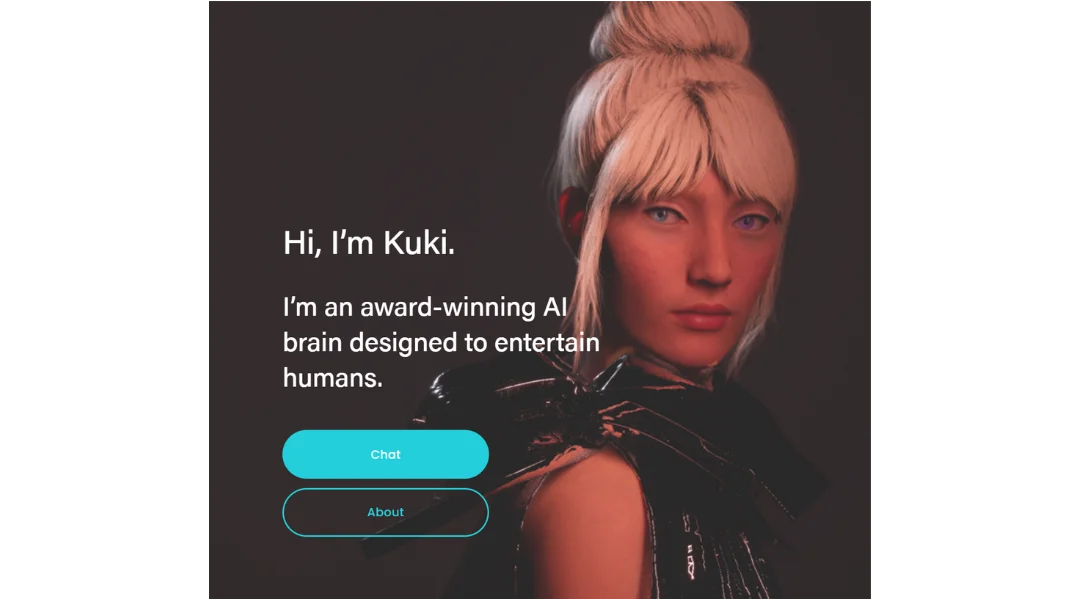 The homepage of Kuki AI formerly known as Mitsuku