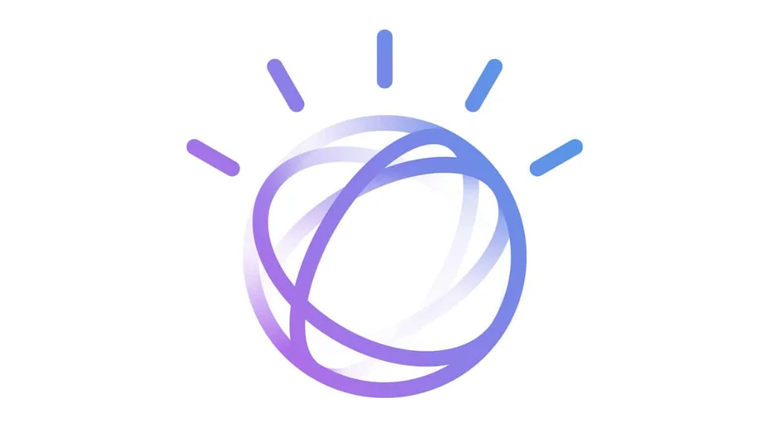 IBM Watson’s logo. A purple gradient circle with lines through it and 5 lines on top of the circle to indicate intuition.
