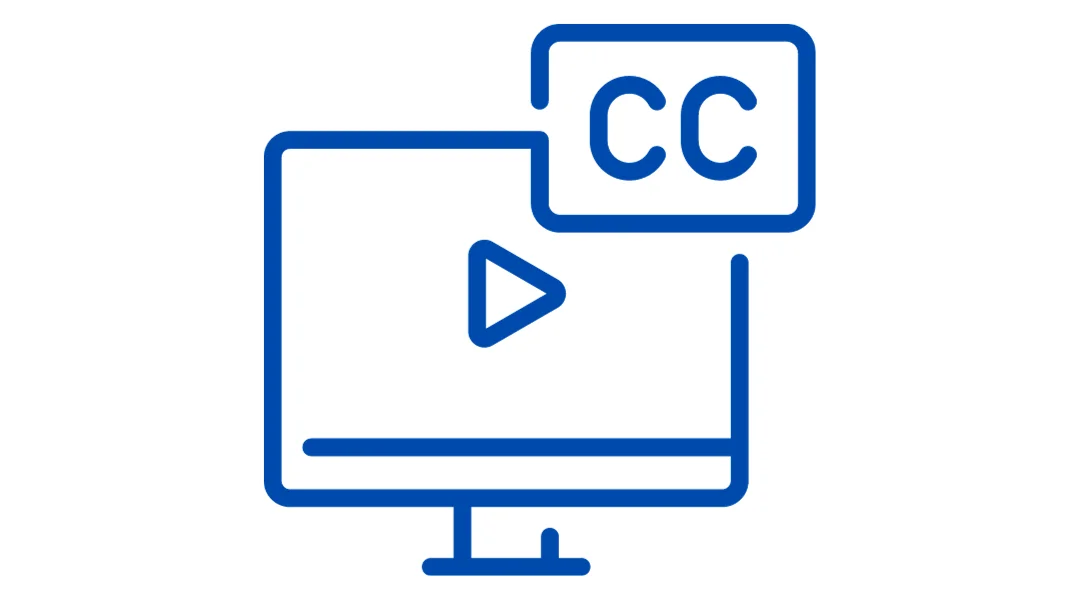 Closed captioning button on top of a video player