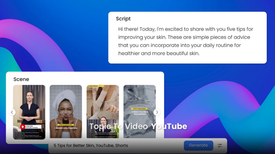 DeepBrain AI's script to YouTube video AI video generator.