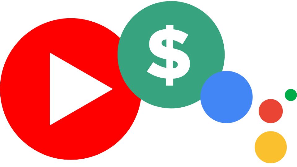 The YouTube play button, a dollar sign, and the Google logo.