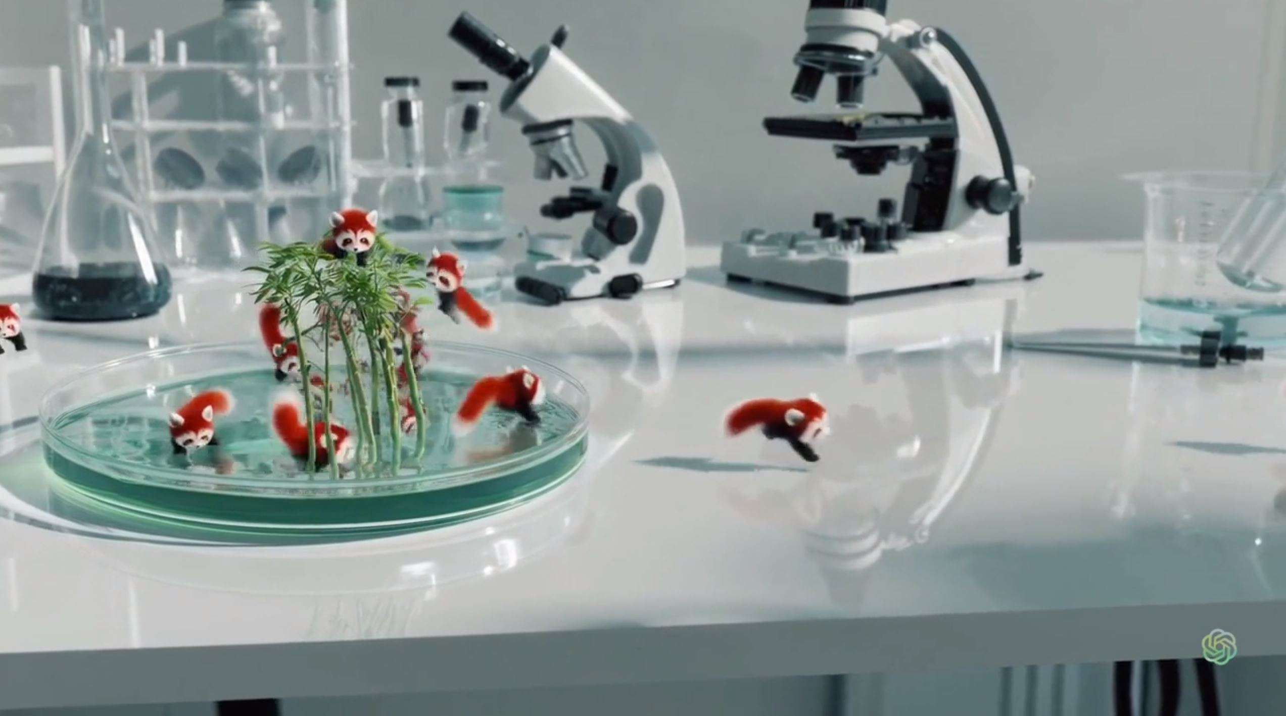 A photo of little raccoons playing on a lab plate. 