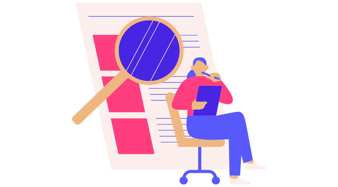 A person reviewing a document