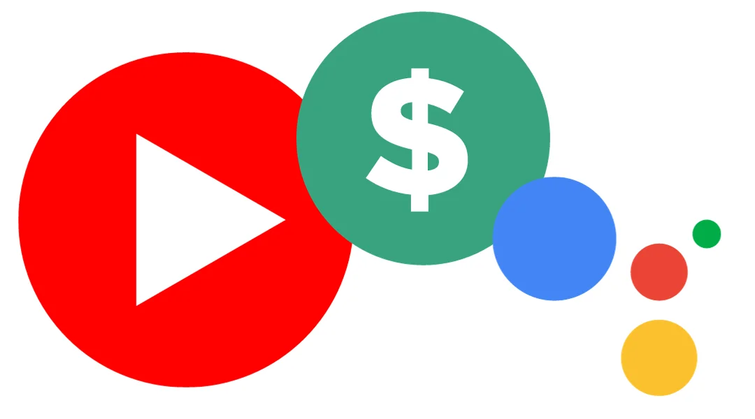 YouTube play logo, a dollar sign, and Google Ads logo next to each other
