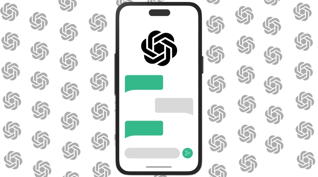 smartphone screen with ChatGPT’s interface showing empty conversation bubbles