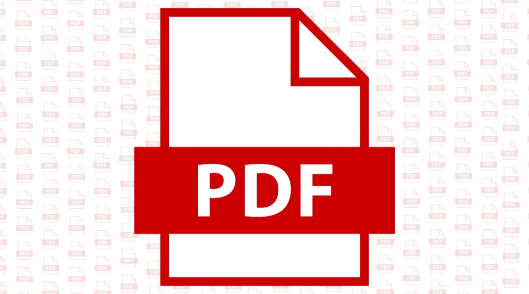 A paper with a folder corner with PDF written on it
