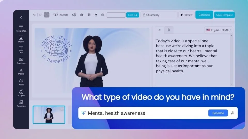 AI Studio's interface with a pop out box indicating a text to video generator.