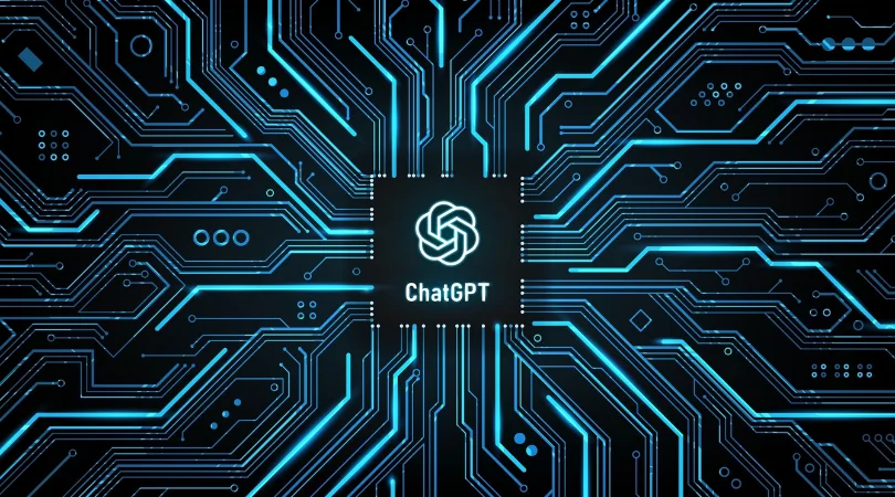 The ChatGPT logo as a microchip