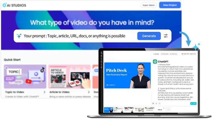 Create videos from URLs, articles, or scripts