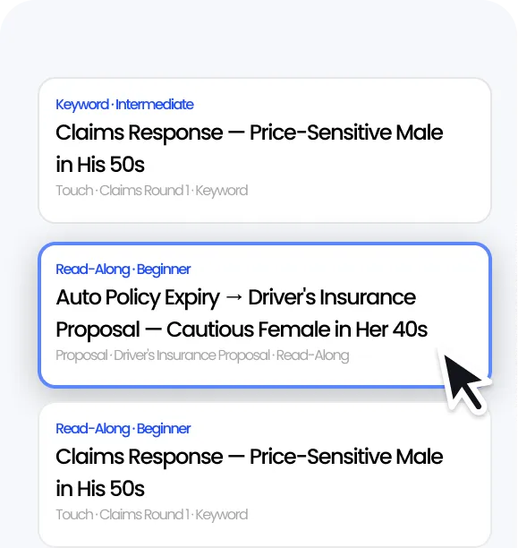 Role Play scenario library with a three-step setup guide and sample scenarios for CS, insurance, sales and healthcare