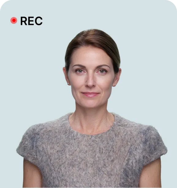 AI insurance agent avatar setup screen with recording option