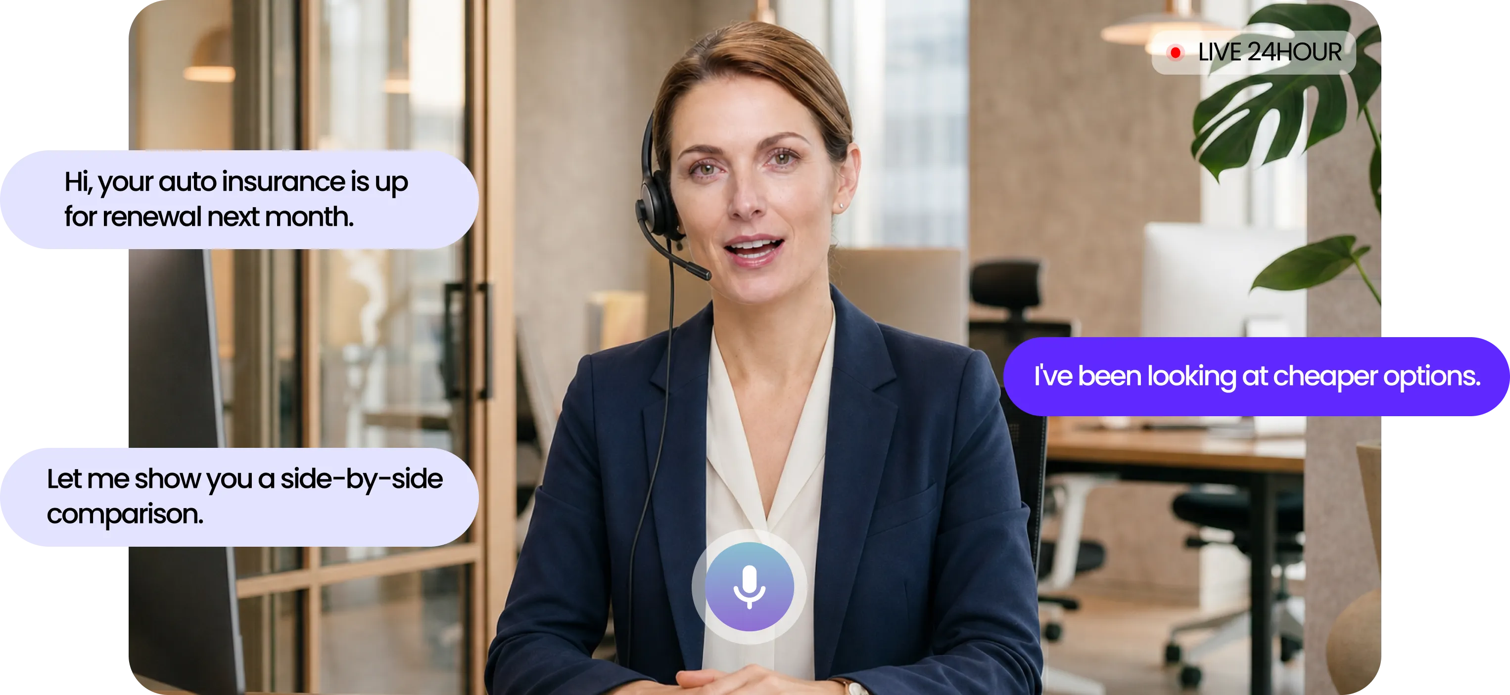 AI insurance agent live chat with customer