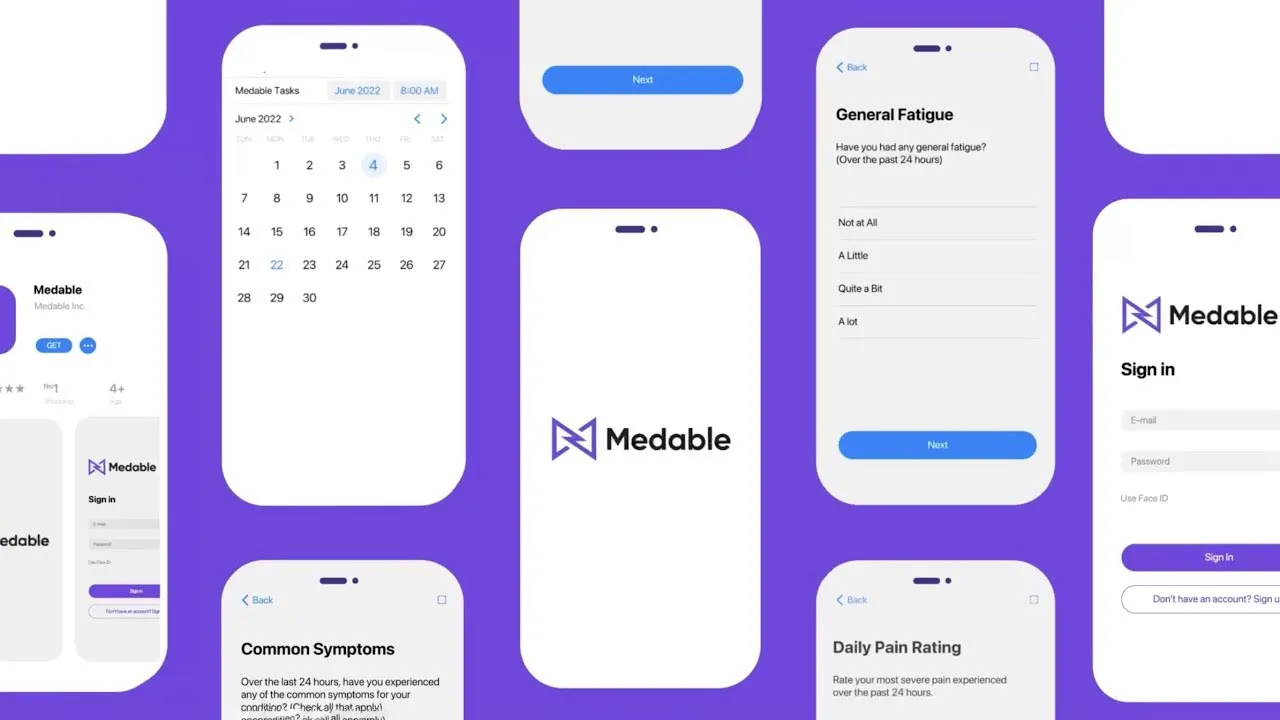 Medable app user interface