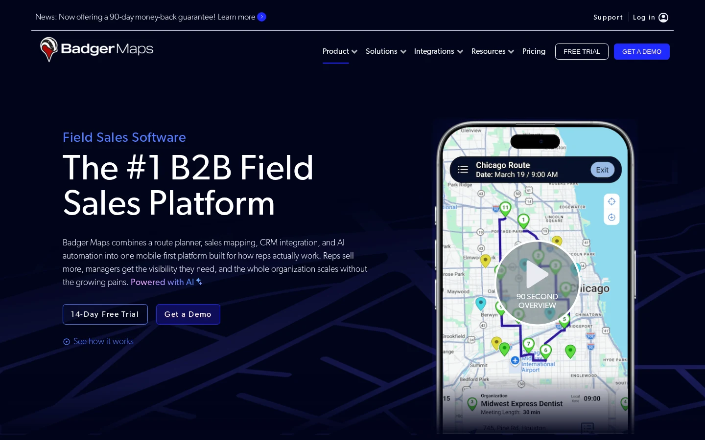 Badger Maps route planner for field sales