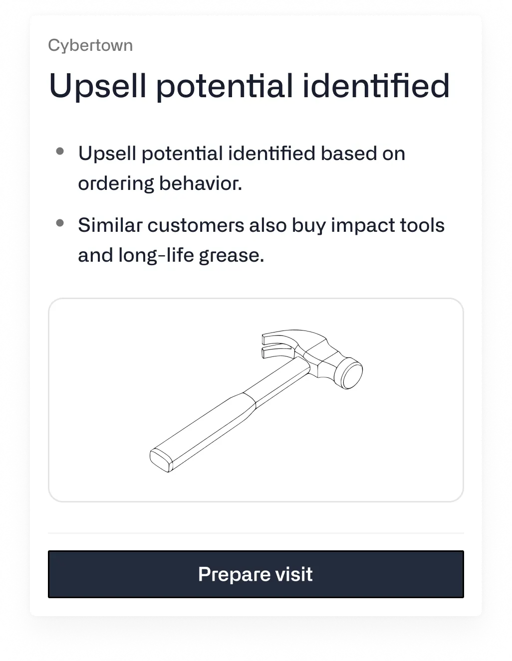 Acto signal: upsell potential identified because similar customers also buy impact tools and long-life grease