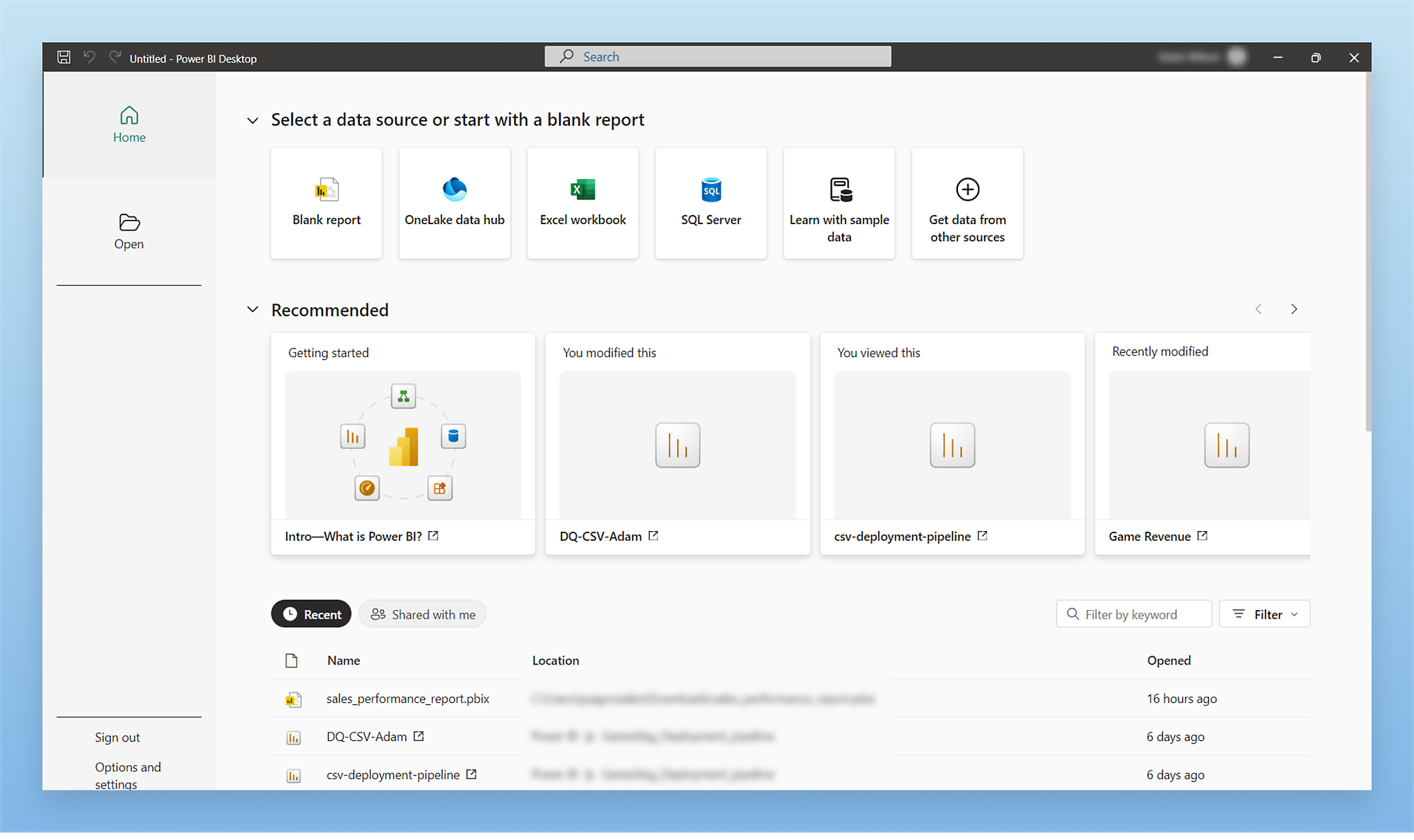 Power BI Desktop: Produktansicht