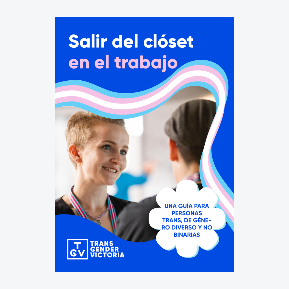 Cover of Transgender Victoria's Coming Out at Work guide, Spanish edition