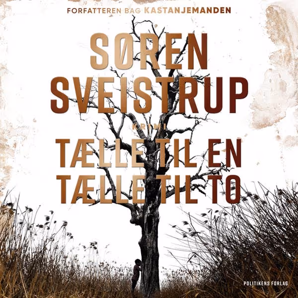 Book cover with a large, leafless tree and tall grass, title in Danish overlaid in brown text.