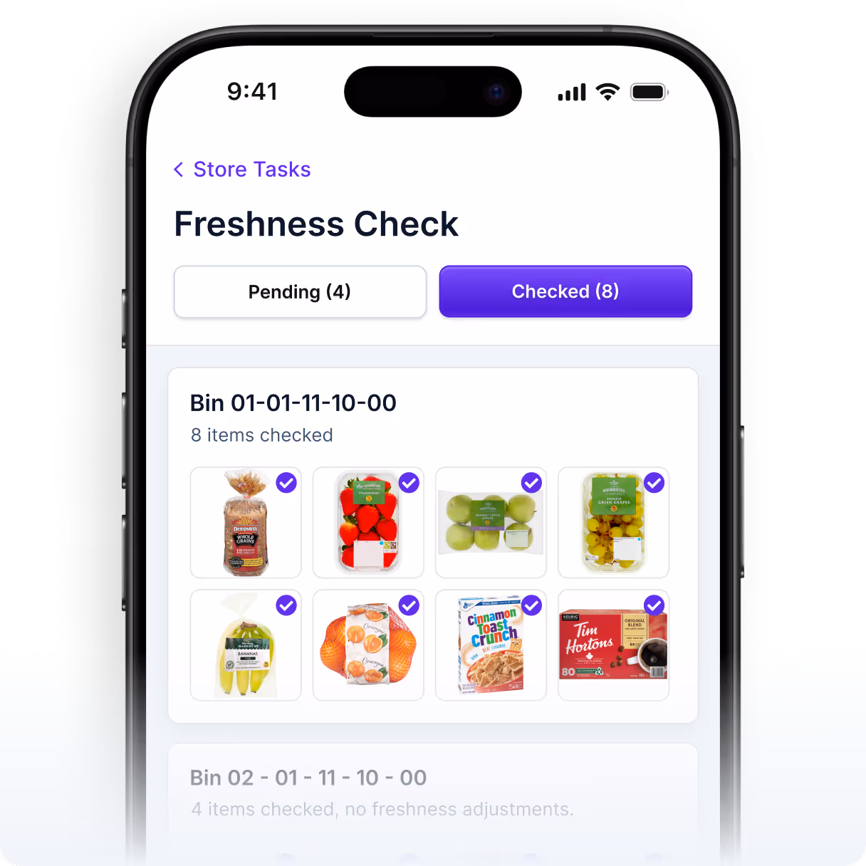 an example of Store Tasks inside the mobile app