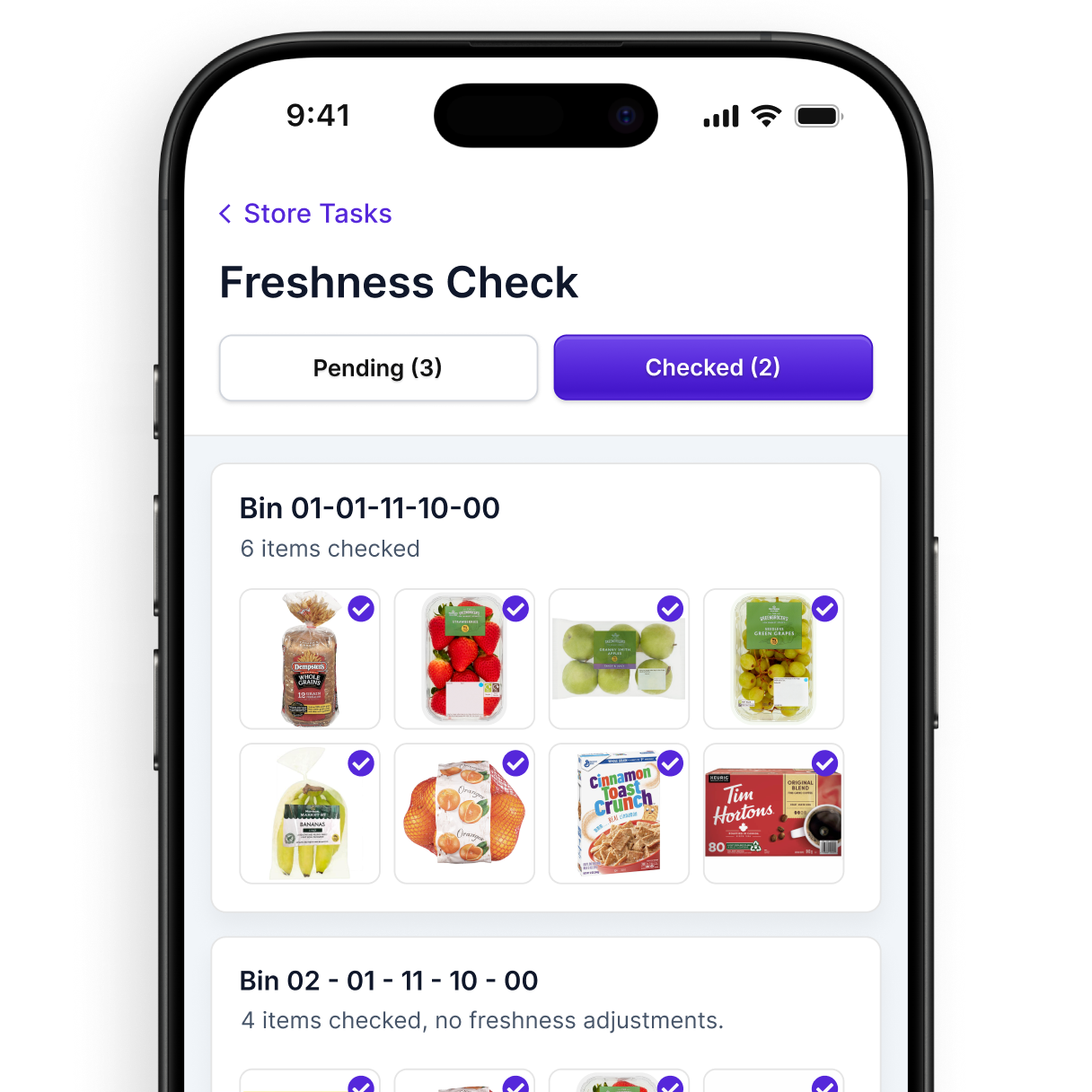 an example of Store Tasks inside the mobile app