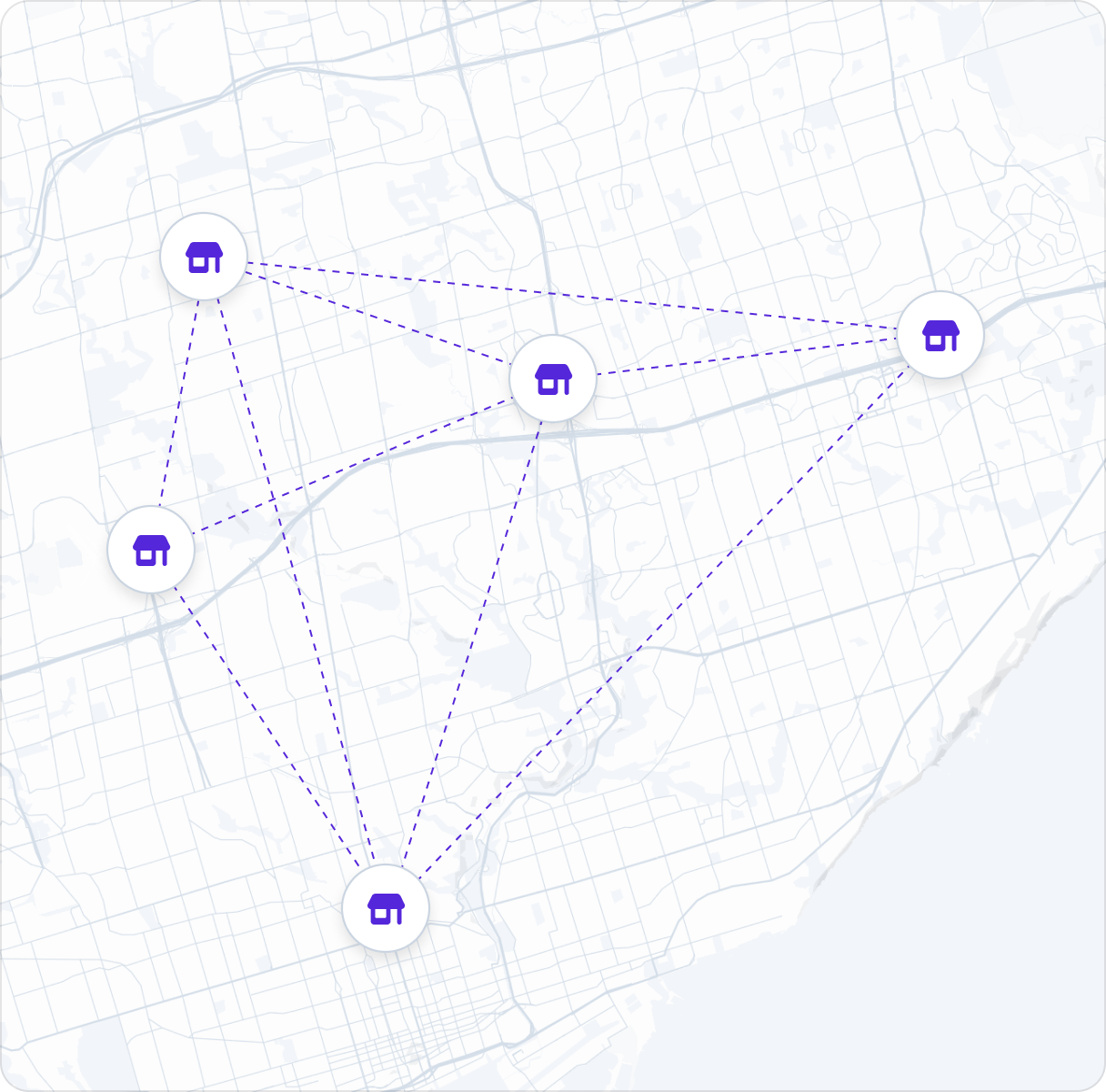 a map showing multiple stores interconnected