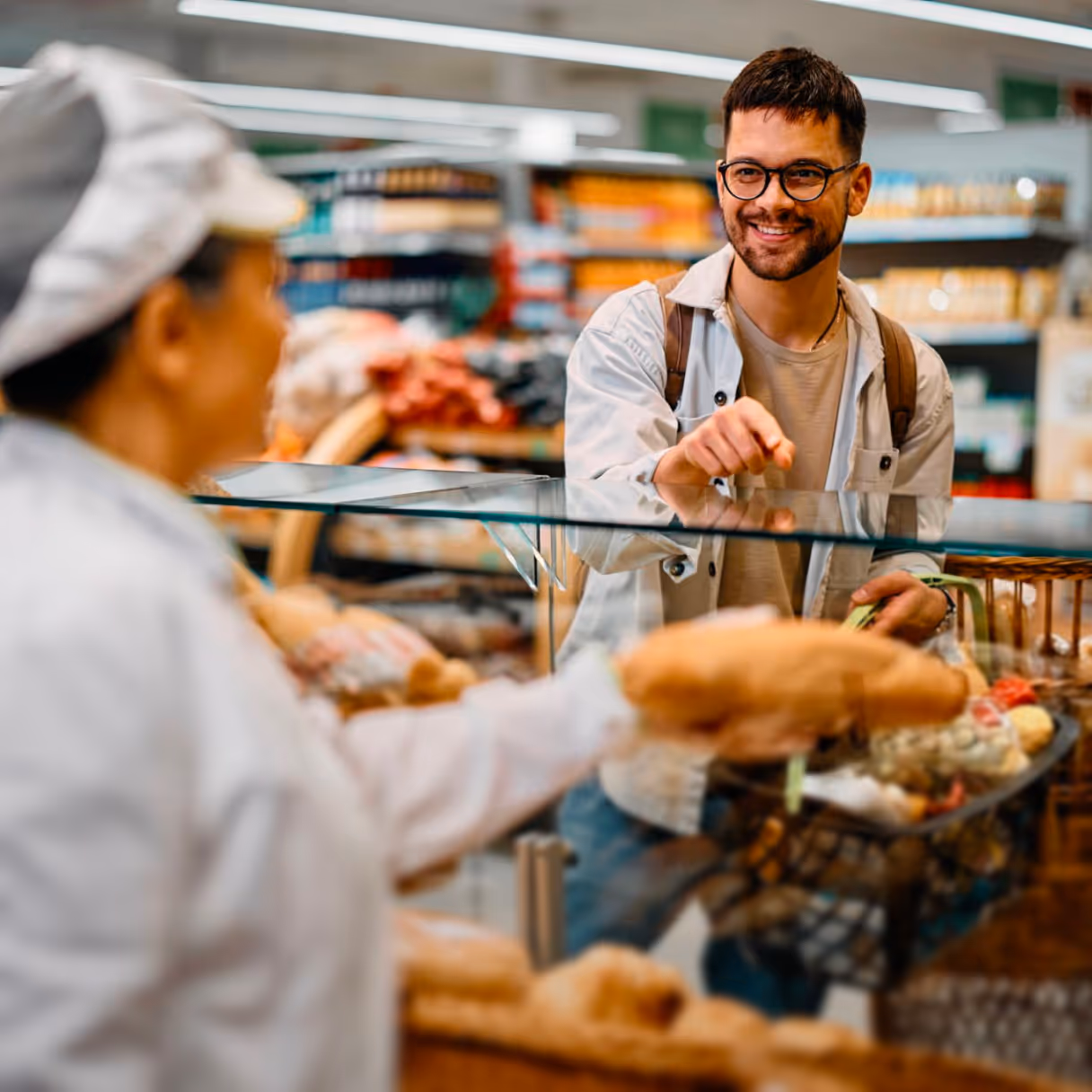 a customer at a fresh food store