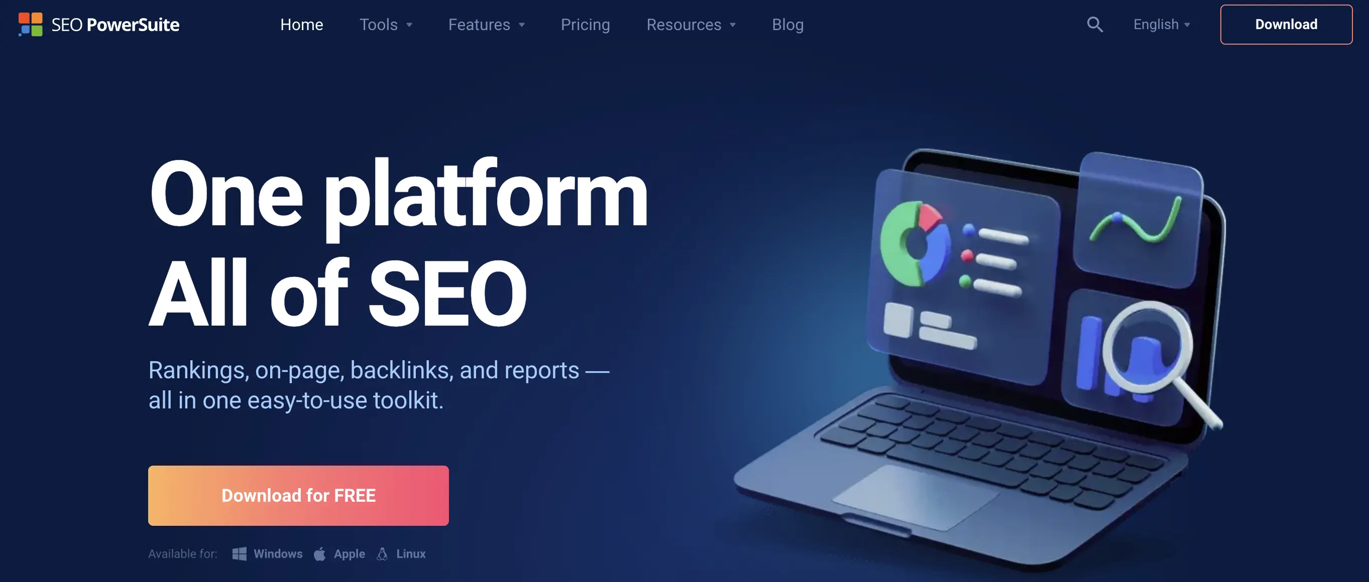 SEO PowerSuite homepage screenshot