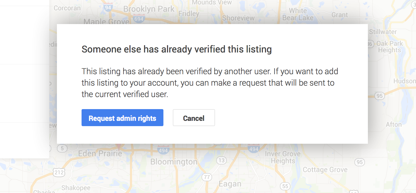 Already verified listing on google maps