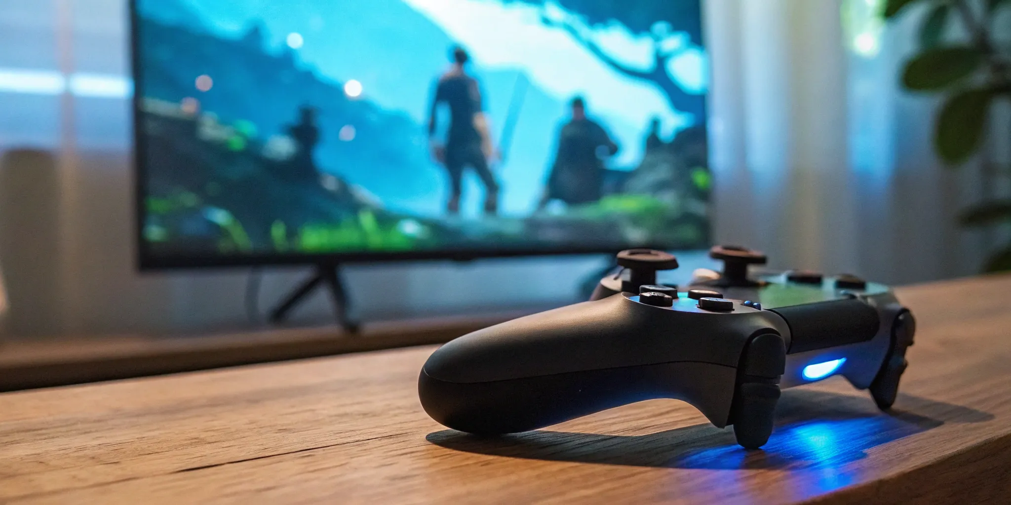 A game controller and TV, part of a playbook on how to increase player engagement after launch.