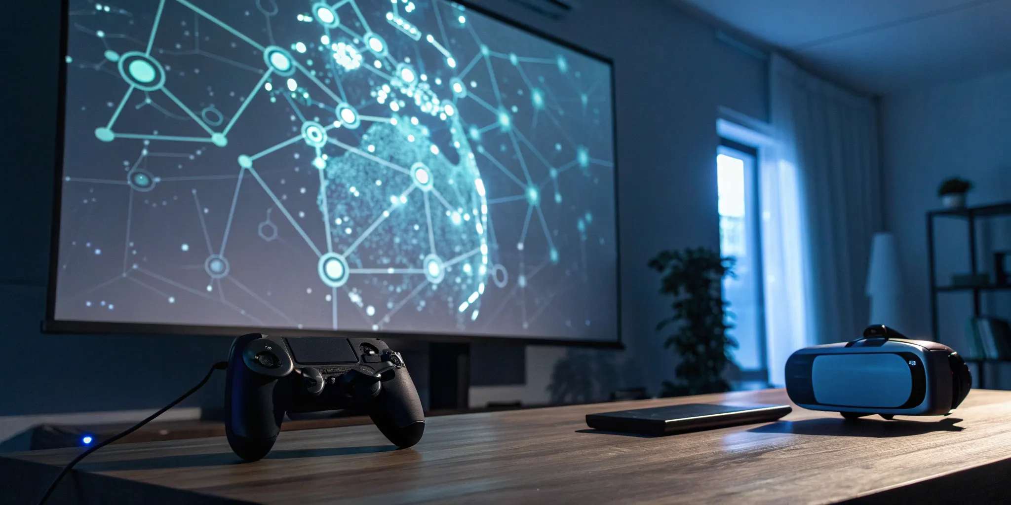 Game controller, VR headset, and phone for a global post-launch content strategy for games.