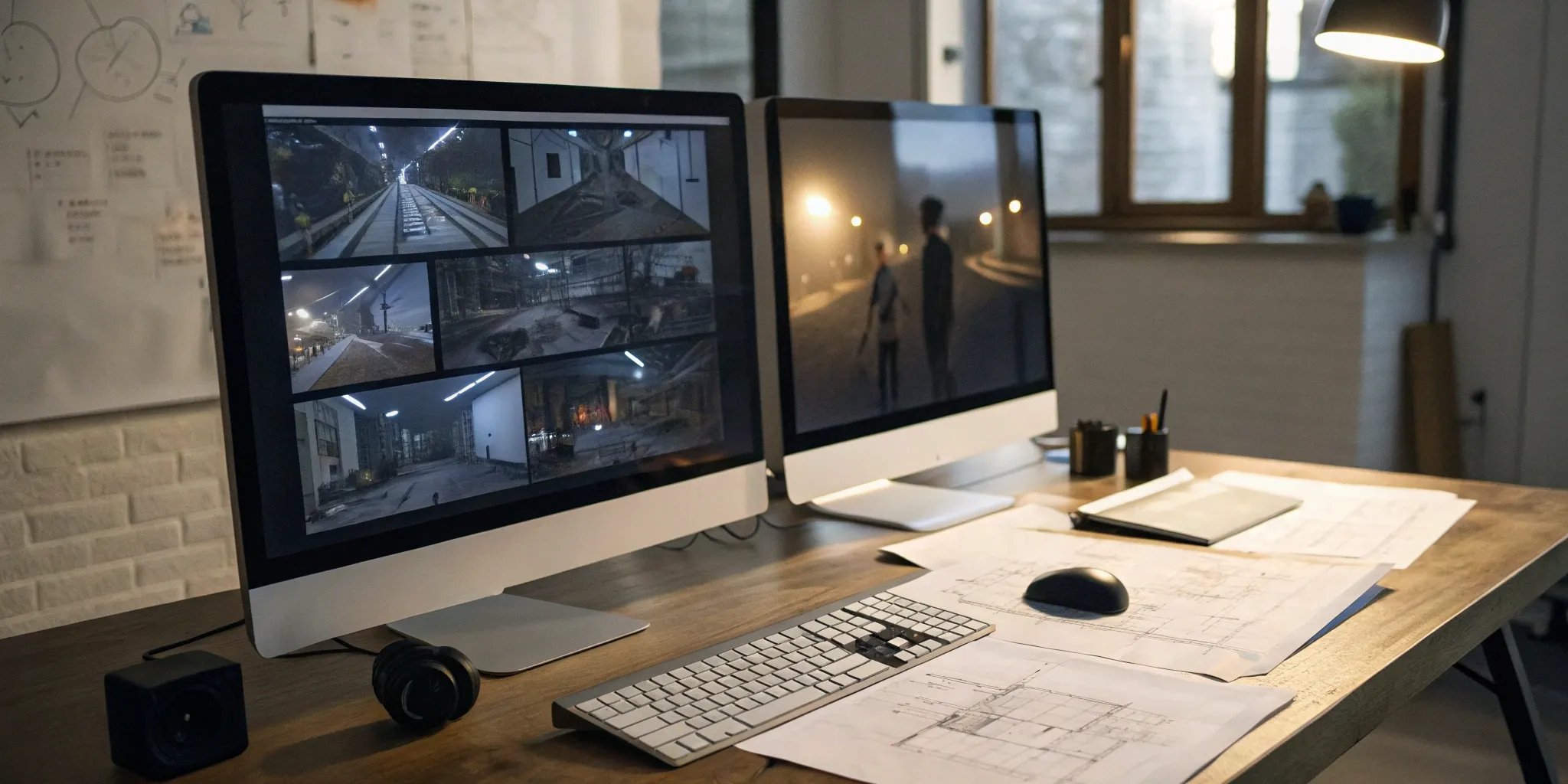 A professional Unreal Engine co-development workspace with a project displayed on dual monitors.