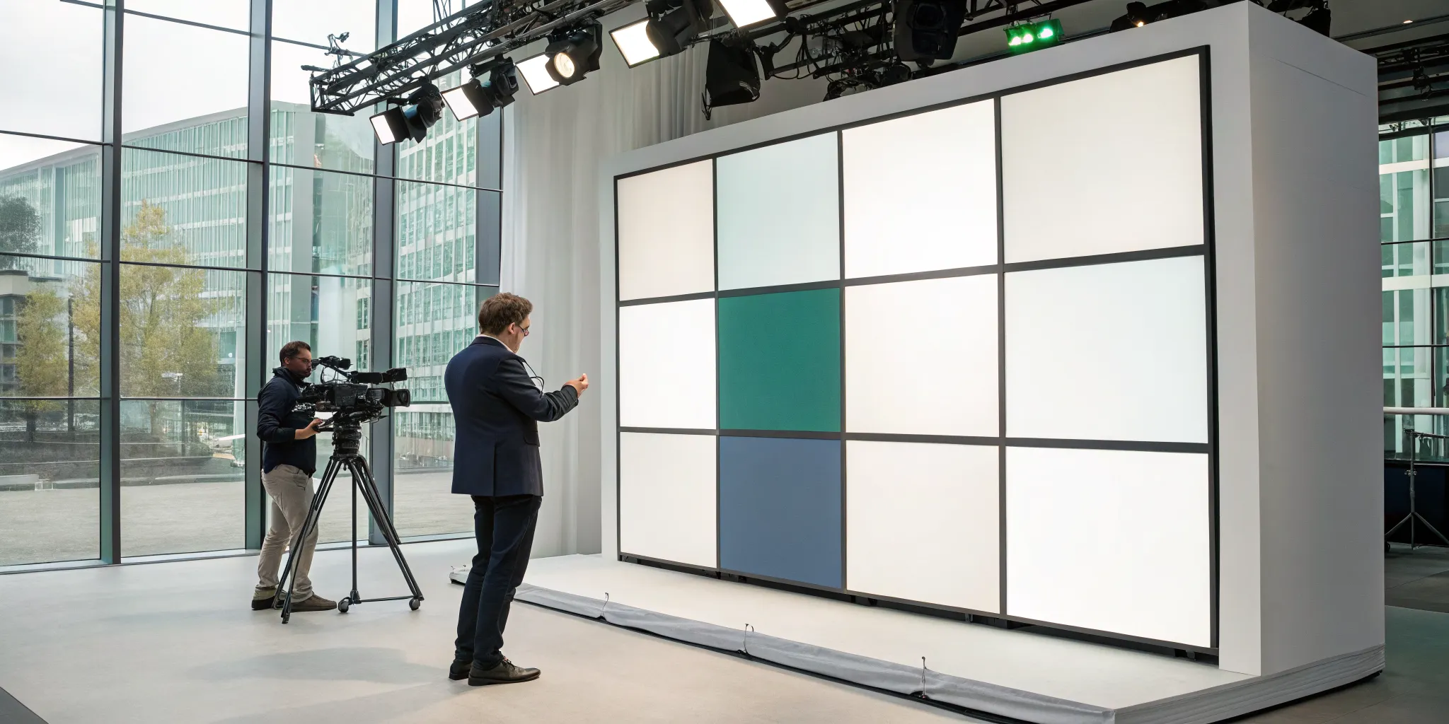 A camera films an immersive digital set created by a VAD for a virtual production shoot.
