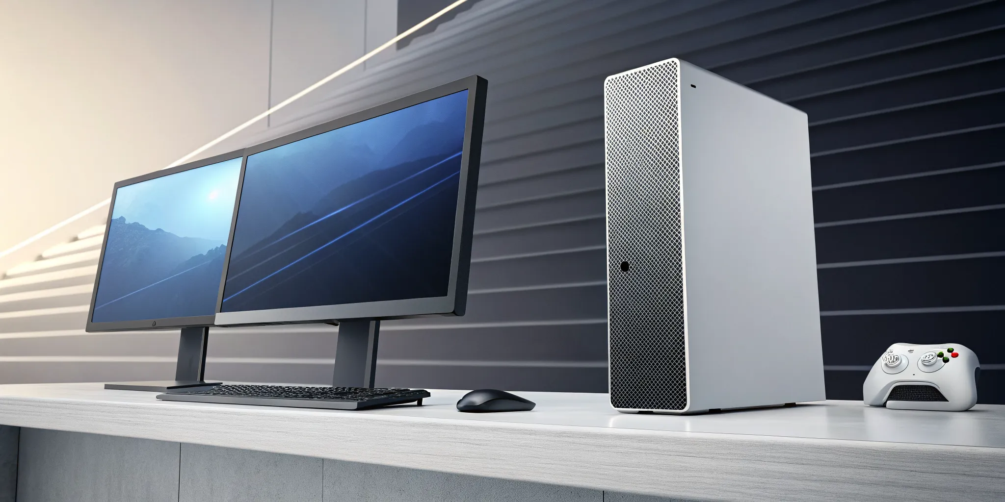 PC and console controller on a desk, a setup for porting a PC game to console for its benefits.