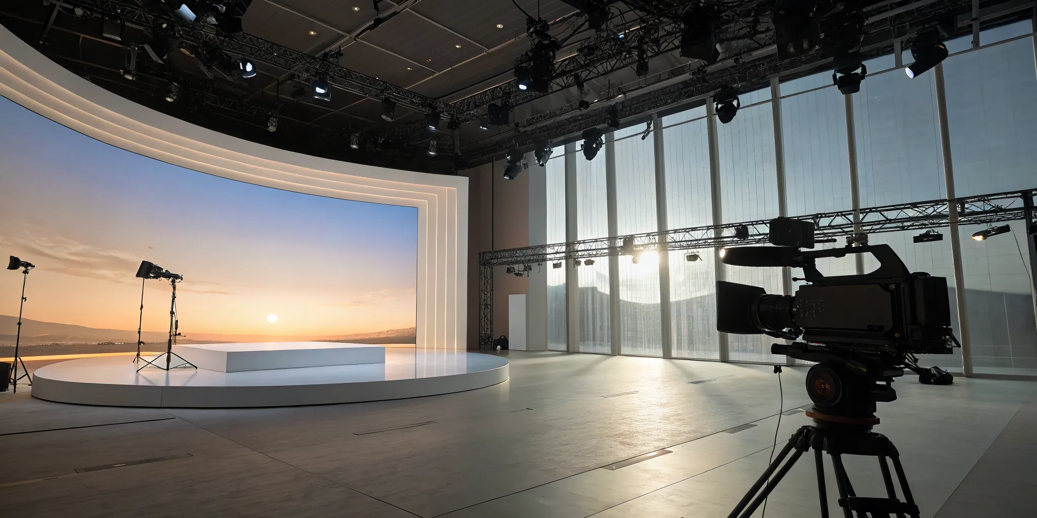 Virtual production for commercials with a camera filming in front of an LED wall.
