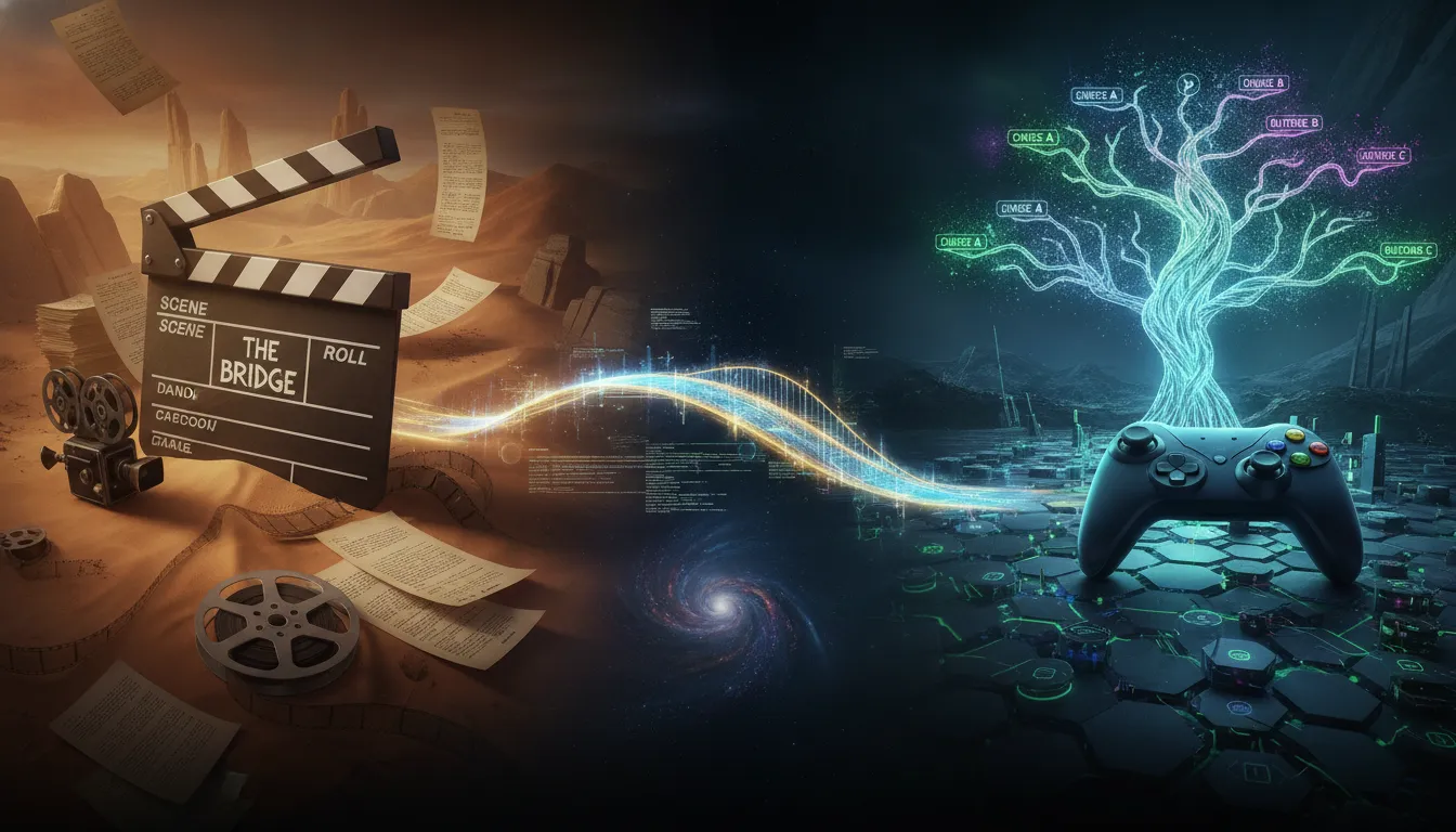 A cinematic bridge connecting film production with interactive game narrative design