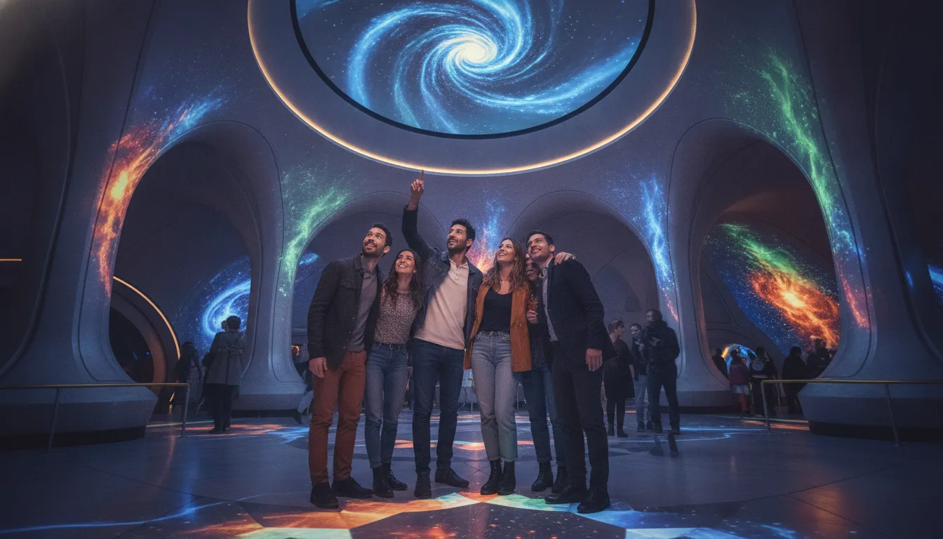 Visitors sharing an immersive location based entertainment development experience