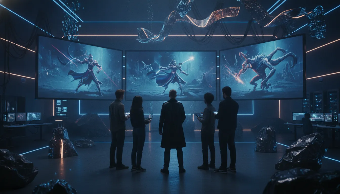 Cinematic animation studio team shaping a digital entertainment world