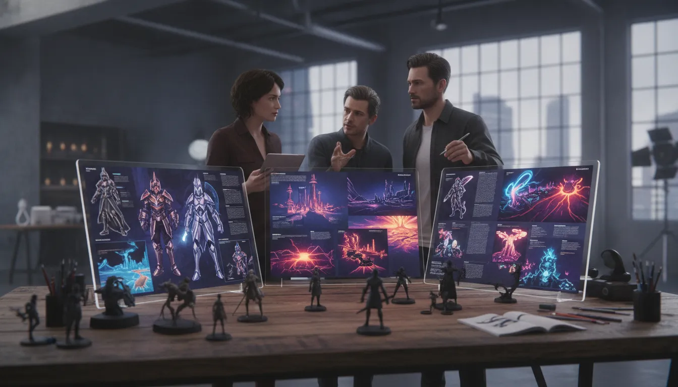 Game content production services team developing game concepts and visual direction