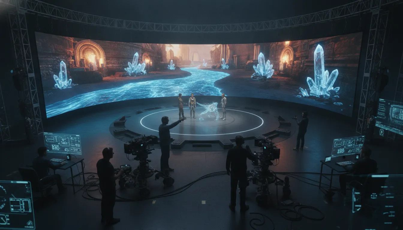 LED virtual production stage supporting connected entertainment worldbuilding