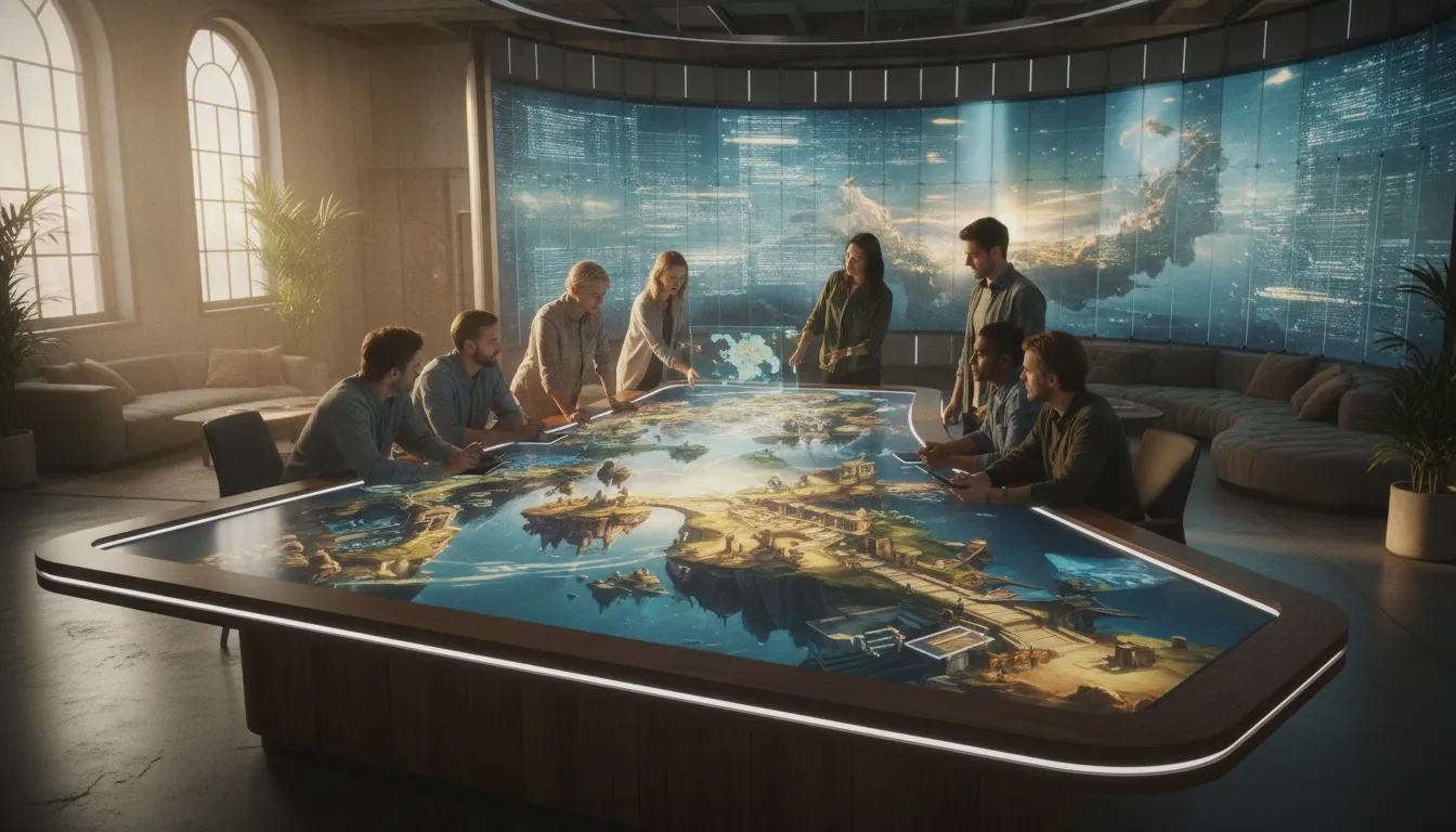 Branded game development team shaping an immersive IP world