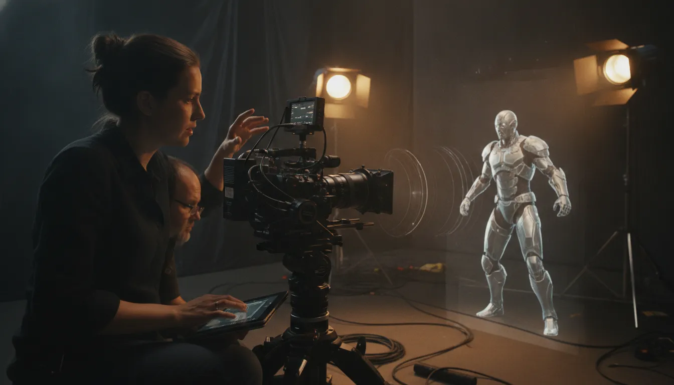 Director reviewing a real time cinematics virtual camera shot in an engine viewport