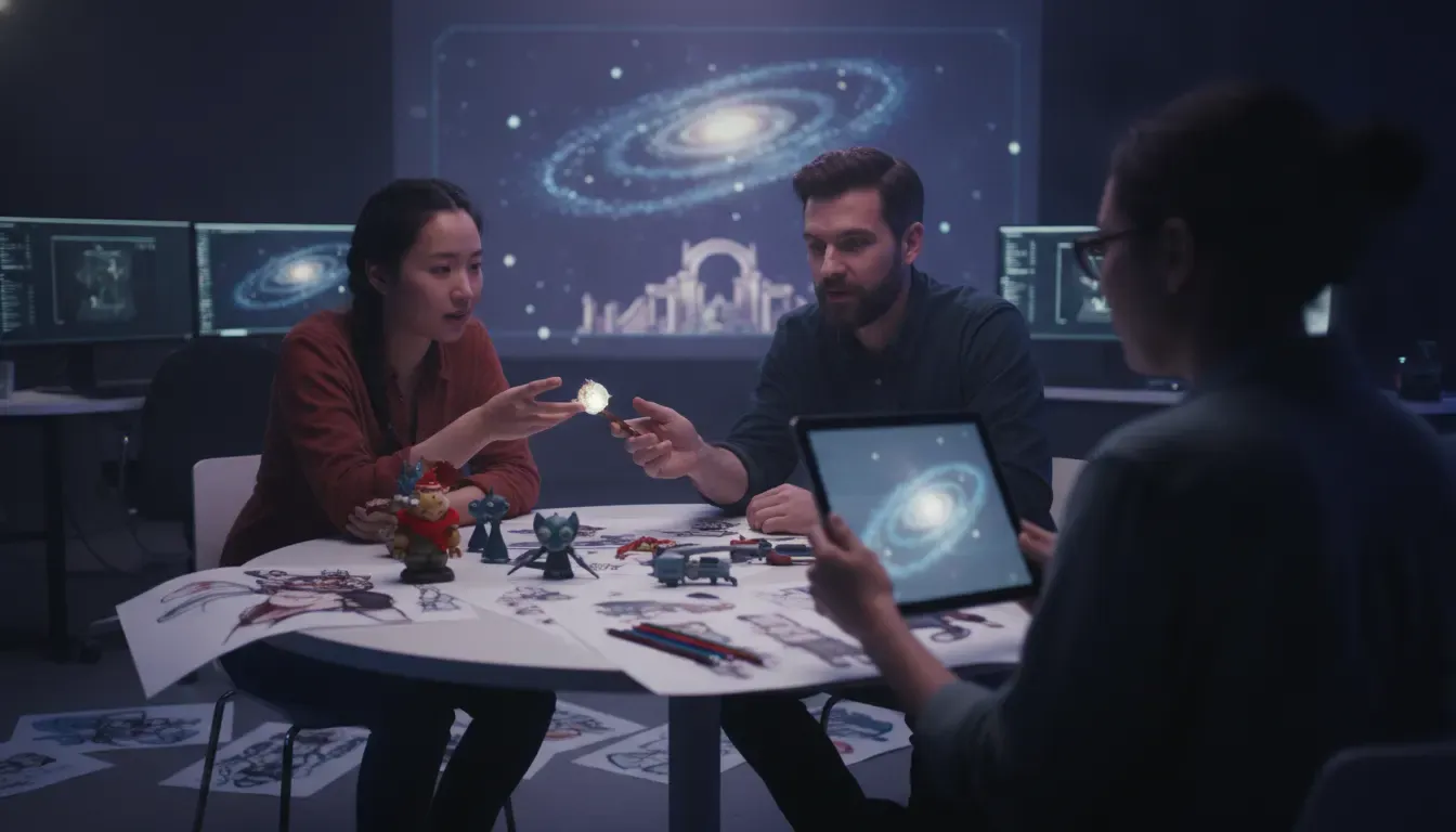 Mobile game development company team planning live content for an entertainment franchise