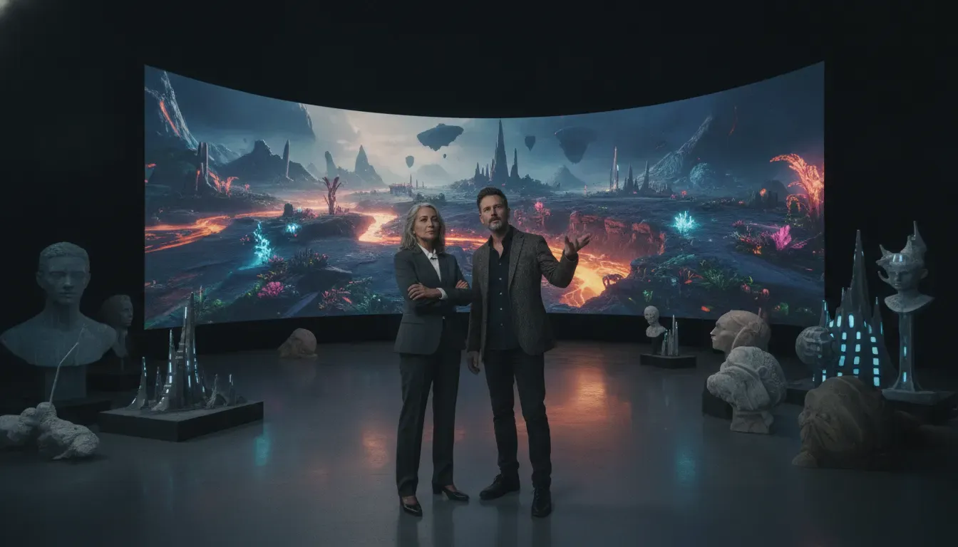 Games to film adaptation strategy meeting in a virtual production studio