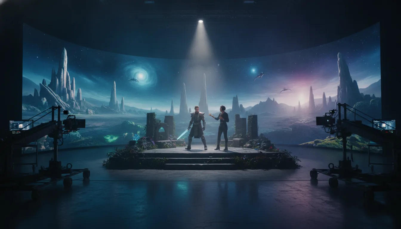 Real time virtual production stage with an actor and director