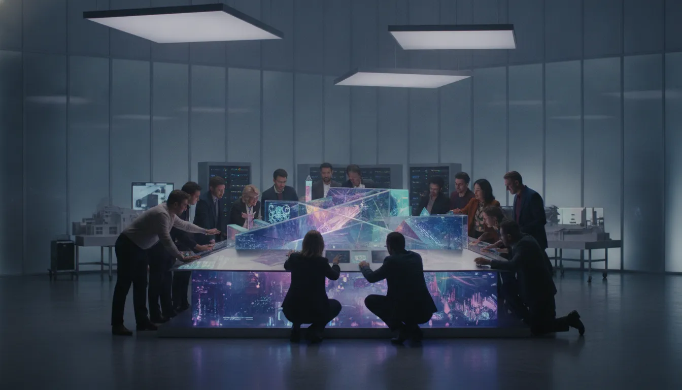 Digital experience production company team building an interconnected entertainment world