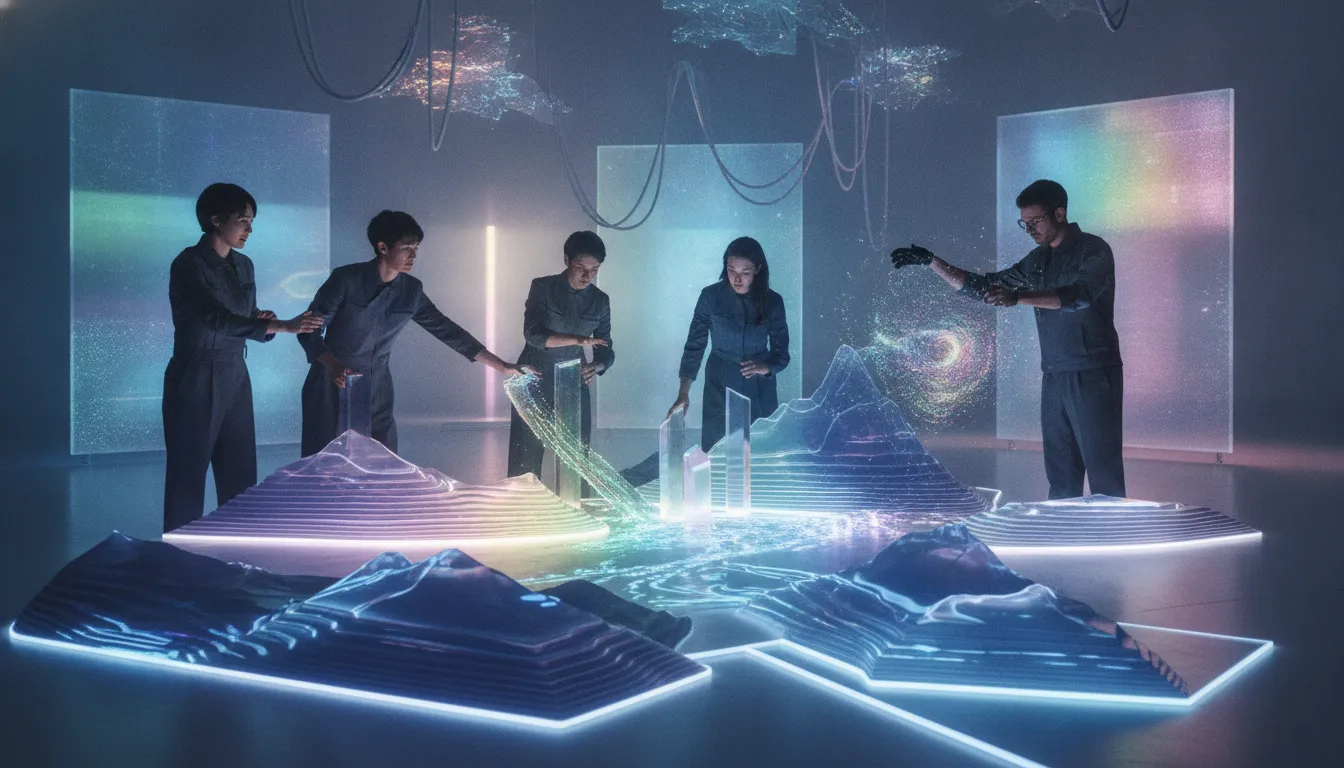 Creative and technical team prototyping an interactive entertainment world
