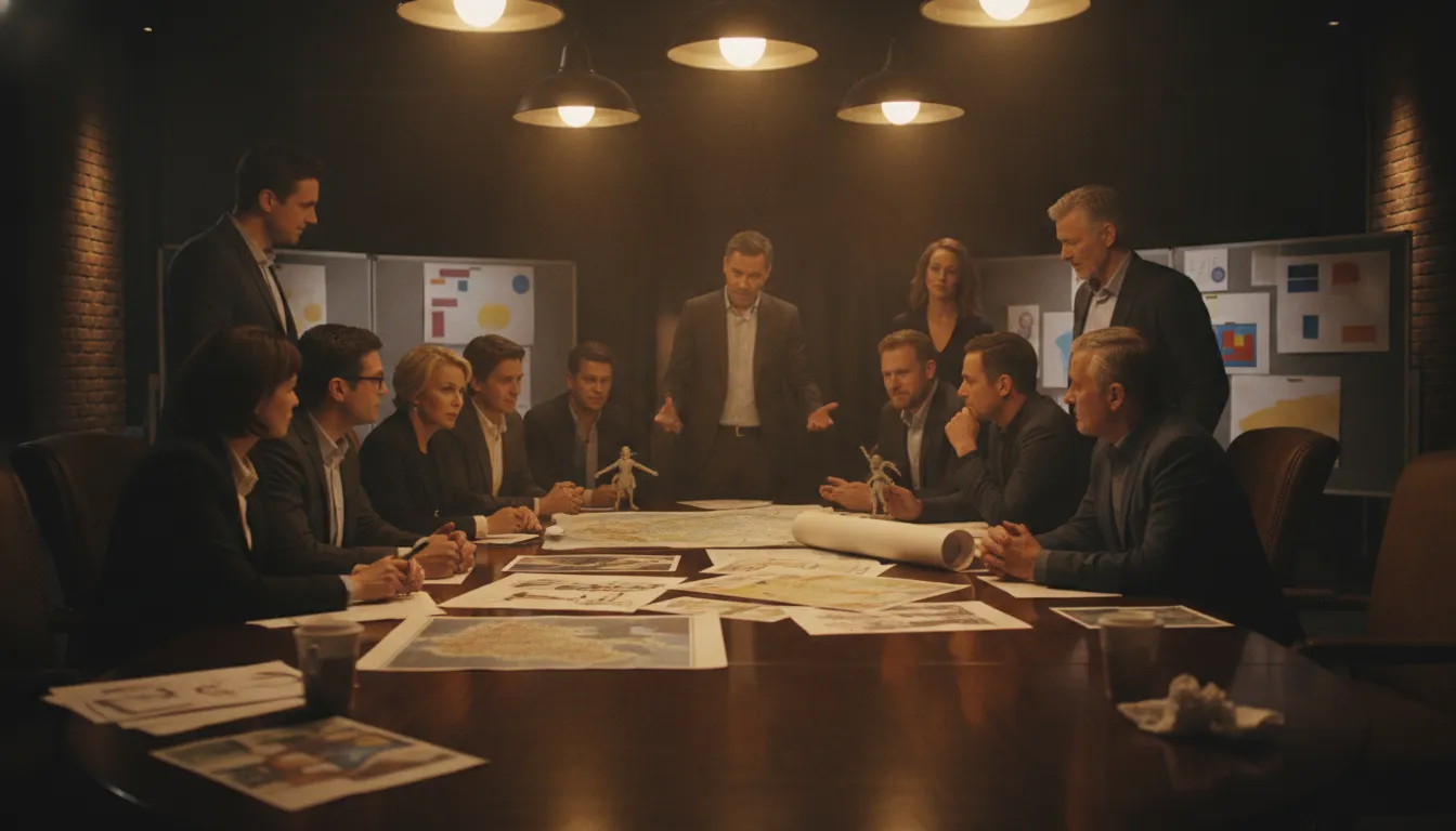 Entertainment production services team planning a cross-platform IP